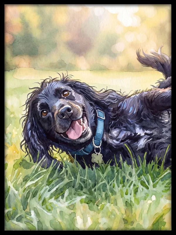Framed watercolor pet portrait