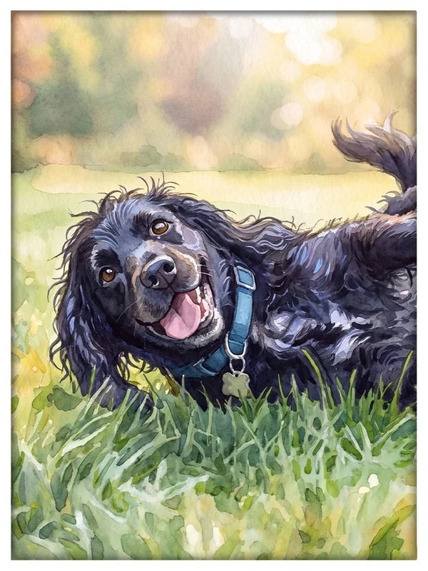 White framed watercolor pet portrait full