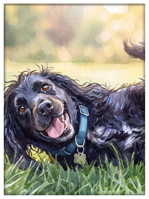 White framed watercolor pet portrait